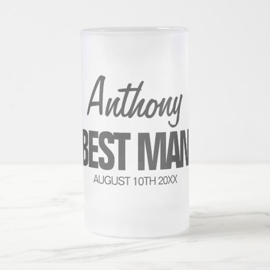 花婿介添人パーソナライズされたすりガラスのビアマグの贈り物 フロストグラスビールジョッキ (中央)