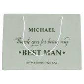 花婿介添人パーソナライズされたグリーンサンキューユー ラージペーパーバッグ (正面)