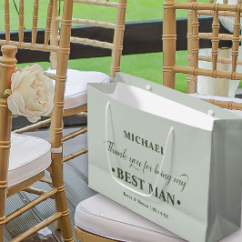 花婿介添人パーソナライズされたグリーンサンキューユー ラージペーパーバッグ