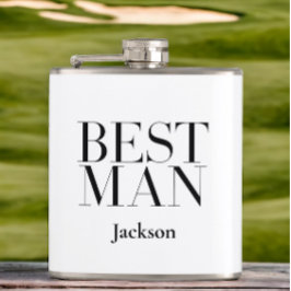 花婿介添人パーソナライズされたホワイトブラックモダンシンプル フラスク
