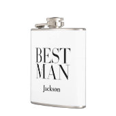 花婿介添人パーソナライズされたホワイトブラックモダンシンプル フラスク (左)