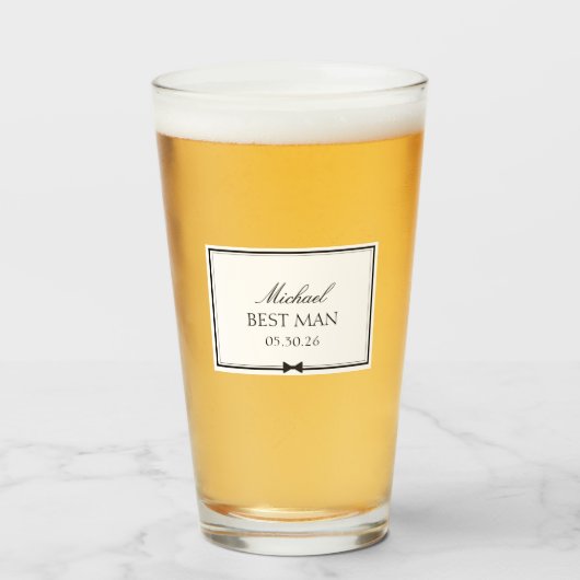 花婿介添人パーソナライズされたボウタイウェディングパーティギフト タンブラーグラス (ドリンク正面)