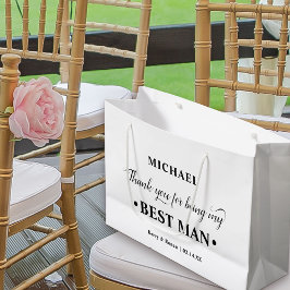 花婿介添人パーソナライズされた白黒ありがとう ラージペーパーバッグ
