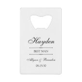 花婿介添人パーソナライズされた クレジットカード栓抜き (正面)