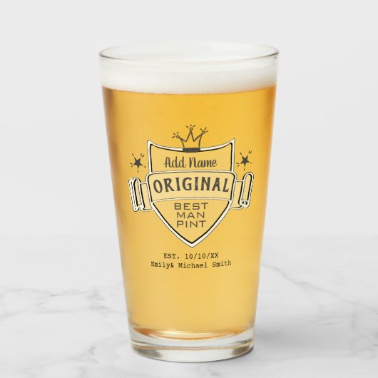 花婿介添人パーソナライズされた- GROOMSMAN GIVES PINT GLASS タンブラーグラス (ドリンク正面)