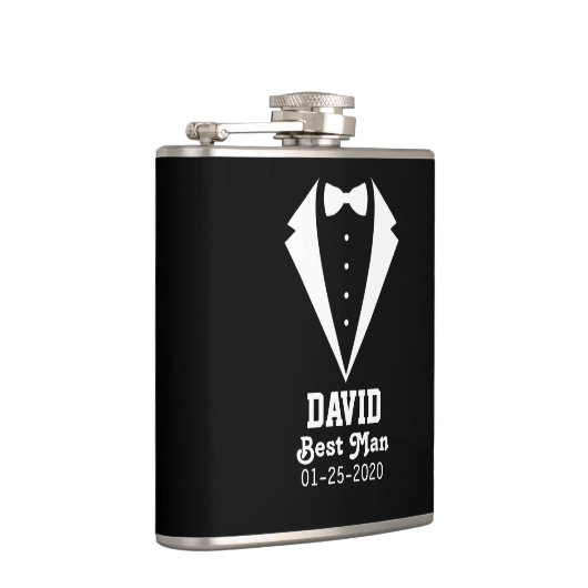 花婿介添人ブラックパーソナライズされたフラスコギフト フラスク (右)