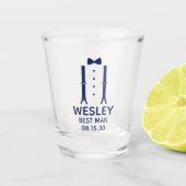 花婿介添人ブルーボウタイ ショットグラス (正面)