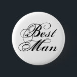花婿介添人ボタン 缶バッジ<br><div class="desc">このピンバックボタンエレガントはブラック文字デザイン:花婿介添人 – リハ結婚ーサルに最適！</div>