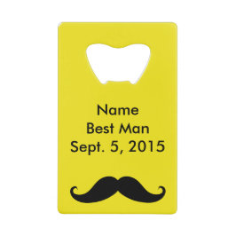 花婿介添人ムスタッシュ&スーツのクレジットカードボトルオープナー クレジットカード栓抜き