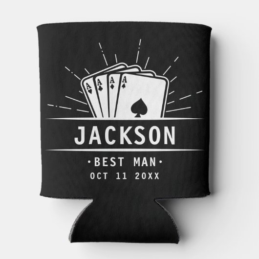 花婿介添人モダンバチュラーパーティトランプのポーカーカード 缶クーラー (裏面)