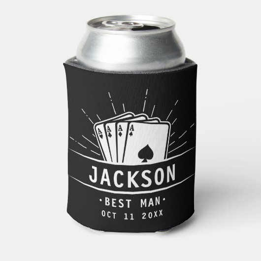 花婿介添人モダンバチュラーパーティトランプのポーカーカード 缶クーラー (缶裏面)