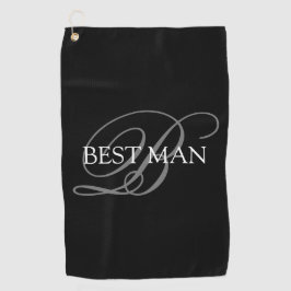 花婿介添人モノグラムブラックグレー ゴルフタオル