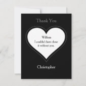 花婿介添人モノグラム+名前クラシックスクリプトクール サンキューカード (裏面)