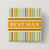 花婿介添人レトロオストライプレ結婚ンジの名前タグ 缶バッジ (正面)