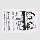 花婿介添人共有アベッドと新郎新婦おもしろい ゴルフタオル (横)