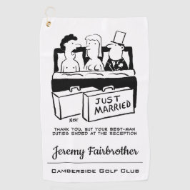 花婿介添人共有アベッドと新郎新婦おもしろい ゴルフタオル