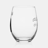 花婿介添人名ブラック結婚タキシードの日付 ステムなしワイングラス (左)