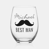 花婿介添人名結婚Mustacheの日付 ステムなしワイングラス (正面)