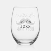 花婿介添人名結婚Mustacheの日付 ステムなしワイングラス (裏面)