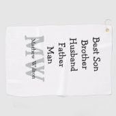 花婿介添人息子の夫パパ引用文追加の名前文字 ゴルフタオル (横)