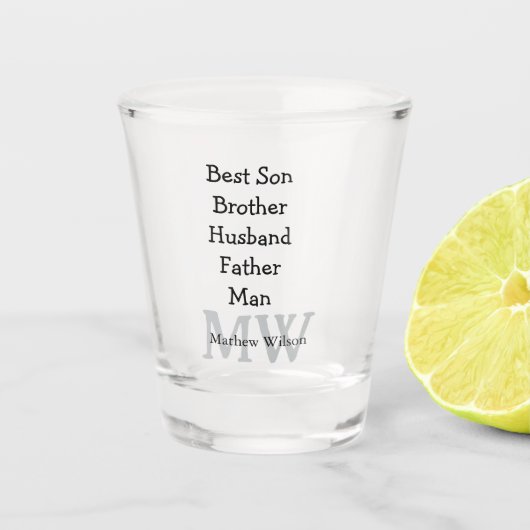 花婿介添人息子の夫パパ引用文追加の名前文字 ショットグラス (正面)