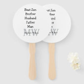 花婿介添人息子の夫パパ引用文追加の名前文字 ハンドファン (正面&裏面)