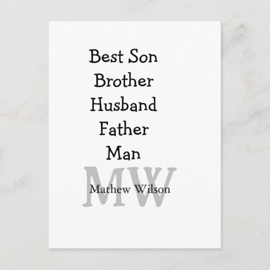 花婿介添人息子の夫パパ引用文追加の名前文字 ポストカード (正面)