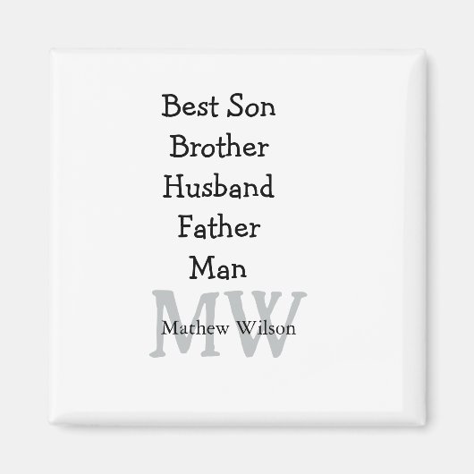 花婿介添人息子の夫パパ引用文追加の名前文字 マグネット (正面)