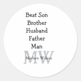 花婿介添人息子の夫パパ引用文追加の名前文字 ラウンドシール