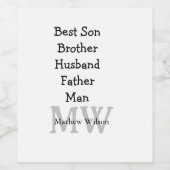 花婿介添人息子の夫パパ引用文追加の名前文字 ワインラベル (シングルラベル)