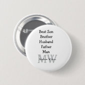 花婿介添人息子の夫パパ引用文追加の名前文字 缶バッジ (正面&裏面)