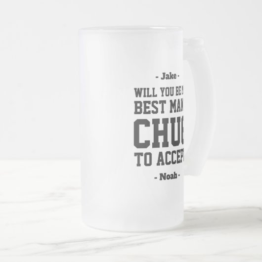花婿介添人提案チャグが好意を受け入おもしろいれる フロストグラスビールジョッキ (正面右)