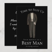 花婿介添人提案時間を白黒に合わせる 招待状 (正面/裏面)