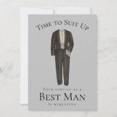 花婿介添人提案時間アップヴィンテージTuxedo 招待状 (正面)