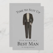 花婿介添人提案時間アップヴィンテージTuxedo 招待状 (正面/裏面)