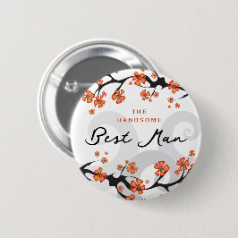 花婿介添人熱帯の花結婚の名前タグ 缶バッジ