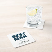 花婿介添人素朴ブラック結婚ズモノグラムメイスンジャー スクエアペーパーコースター (インサイチュ)