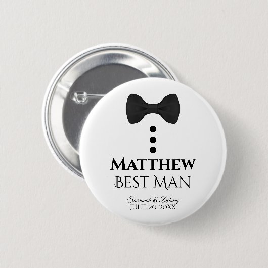 花婿介添人結婚のボタン名タグ 缶バッジ (正面&裏面)