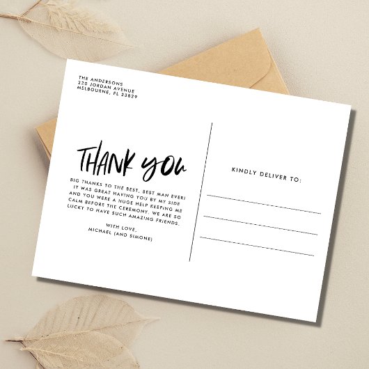 花婿介添人結婚の写真ありがとう ポストカード