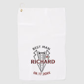 花婿介添人結婚の名前をカスタムする日のプレゼント ゴルフタオル (正面)