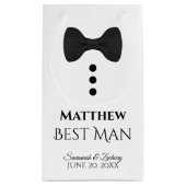 花婿介添人結婚の抱き枕（ブラックタイ付き） – 小 スモールペーパーバッグ (裏面)