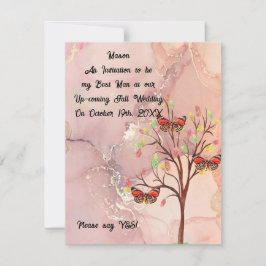 花婿介添人要求秋の結婚式カード 招待状