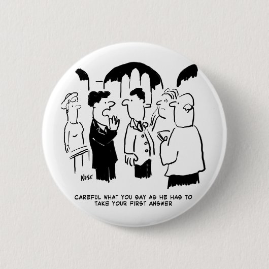 花婿介添人警告の花婿へ 缶バッジ (正面)