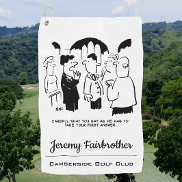 花婿介添人警告はCartoonでグルーミング結婚におもしろい行く ゴルフタオル