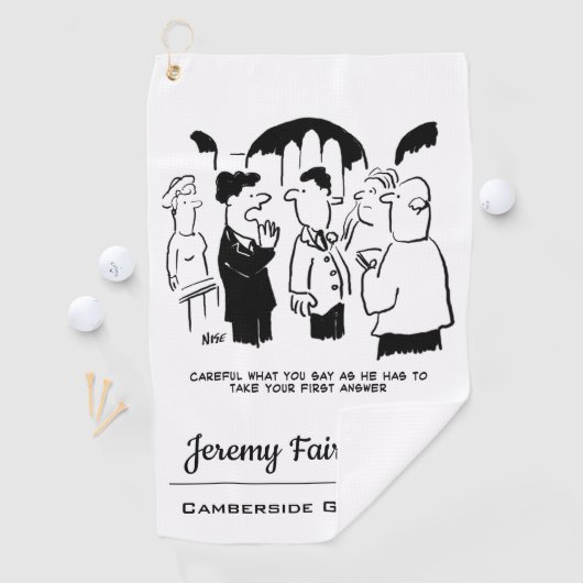 花婿介添人警告はCartoonでグルーミング結婚におもしろい行く ゴルフタオル (インサイチュ)