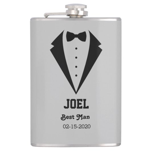 花婿介添人贈パーソナライズされた与 フラスク (正面)