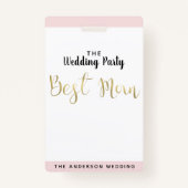 花婿介添人金ゴールドウェディングパーティーVIPパスバッジ バッジ (裏面)