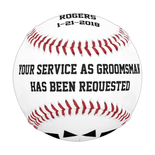 花婿介添人・グルームスマン招待状野球 野球ボール (正面)