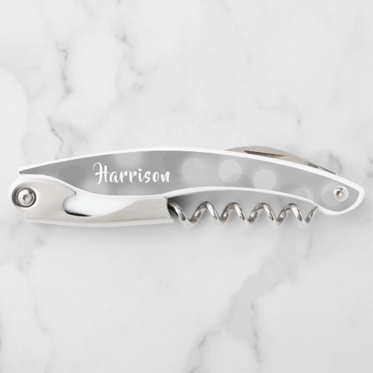 花婿介添人・プロポーザル・スパークリー・シパーソナライズされたルバー ソムリエナイフ (正面)