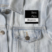 花婿介添人-白黒モダンな結婚式ボタン 缶バッジ (インサイチュ)